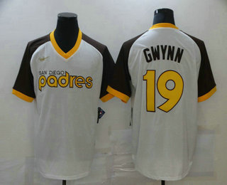 Men's San Diego Padres #19 Tony Gwynn White Pullover Cooperstown Collection Stitched MLB Throwback Nike Jersey