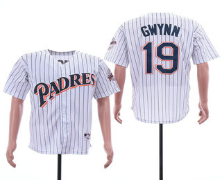 Men's San Diego Padres #19 Tony Gwynn White Stitched Turn Back The Clock Jersey