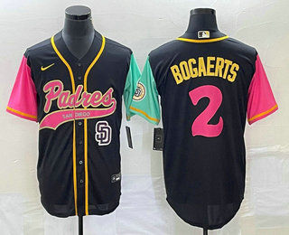 Men's San Diego Padres #2 Xander Bogaerts Black NEW 2023 City Connect Cool Base Stitched Jersey 01