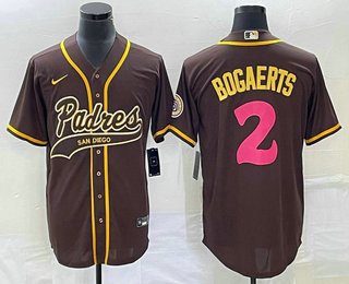 Men's San Diego Padres #2 Xander Bogaerts Brown NEW 2023 City Connect Cool Base Stitched Jersey 01