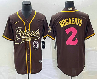 Men's San Diego Padres #2 Xander Bogaerts Brown NEW 2023 City Connect Cool Base Stitched Jersey 02