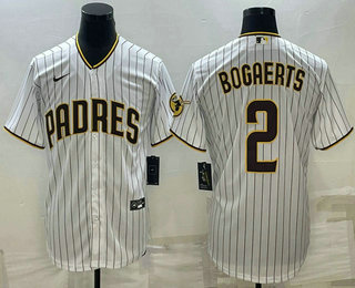 Men's San Diego Padres #2 Xander Bogaerts White With Patch Cool Base Stitched Baseball Jersey