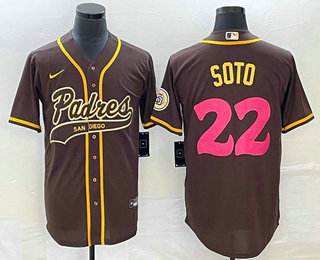 Men's San Diego Padres #22 Juan Soto Brown NEW 2023 City Connect Cool Base Stitched Jersey 02