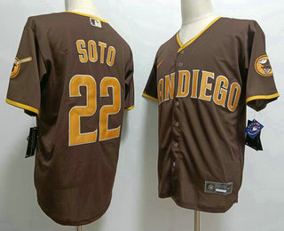 Men's San Diego Padres #22 Juan Soto Brown Stitched MLB Cool Base Nike Jersey 02