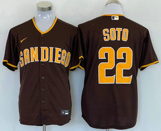 Men's San Diego Padres #22 Juan Soto Brown Stitched MLB Cool Base Nike Jersey