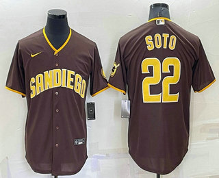 Men's San Diego Padres #22 Juan Soto Brown Stitched MLB Cool Base Nike Jersey