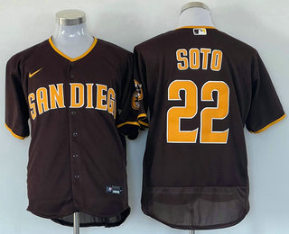 Men's San Diego Padres #22 Juan Soto Brown Stitched MLB Flex Base Nike Jersey