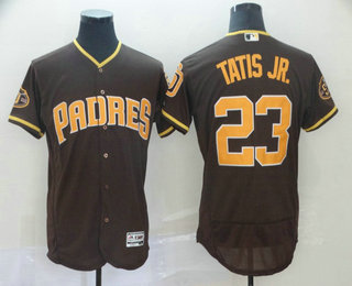 Men's San Diego Padres #23 Fernando Tatis Jr. Brown Alternate 50th Anniversary Stitched MLB Flex Base Jersey