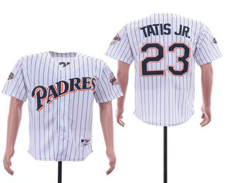 Men's San Diego Padres #23 Fernando Tatis Jr. White 50th Anniversary Stitched Turn Back The Clock Jersey