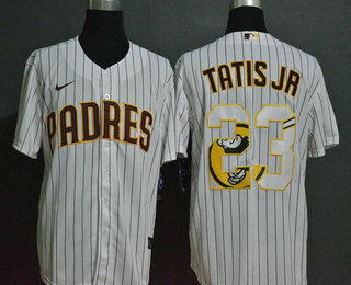 Men's San Diego Padres #23 Fernando Tatis Jr. White Team Logo Stitched MLB Cool Base Nike Jersey