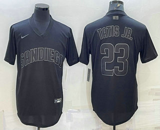 Men's San Diego Padres #23 Fernando Tatis Jr Black Pullover Turn Back The Clock Stitched Cool Base Jersey