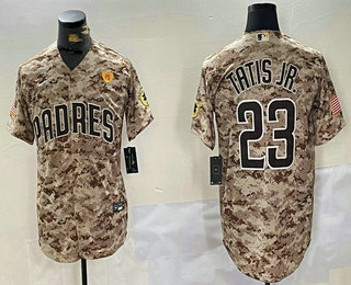 Men's San Diego Padres #23 Fernando Tatis Jr Camo With PS Patch Cool Base Stitched Jersey