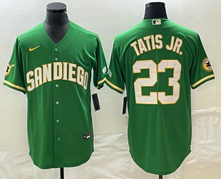 Men's San Diego Padres #23 Fernando Tatis Jr Green Cool Base Stitched Baseball Jersey