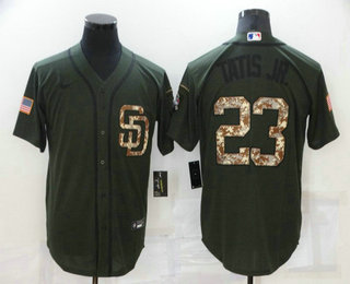 Men's San Diego Padres #23 Fernando Tatis Jr Green Salute To Service Stitched MLB Cool Base Nike Jersey