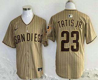 Men's San Diego Padres #23 Fernando Tatis Jr Khaki Stitched Cool Base Limited Jersey