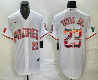 Men's San Diego Padres #23 Fernando Tatis Jr Mexico White Cool Base Stitched Baseball Jersey