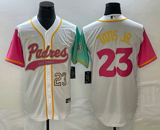 Men's San Diego Padres #23 Fernando Tatis Jr Number White NEW 2023 City Connect Cool Base Stitched Jersey 01