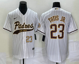 Men's San Diego Padres #23 Fernando Tatis Jr Number White NEW 2023 Cool Base Stitched Jersey 01