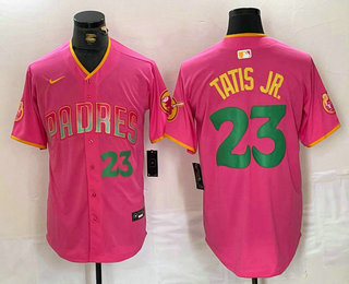 Men's San Diego Padres #23 Fernando Tatis Jr Pink Player Number Fashion Baseball Jersey