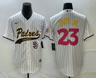 Men's San Diego Padres #23 Fernando Tatis Jr White NEW 2023 City Connect Cool Base Stitched Jersey 01