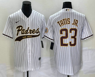 Men's San Diego Padres #23 Fernando Tatis Jr White NEW 2023 Cool Base Stitched Jersey 02