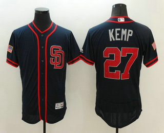 Men's San Diego Padres #27 Matt Kemp Navy Blue Fashion Stars & Stripes 2016 Flexbase MLB Independence Day Jersey