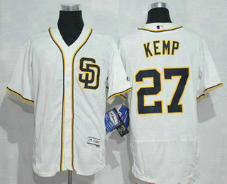 Men's San Diego Padres #27 Matt Kemp White Home 2016 Flexbase Majestic Baseball Jersey