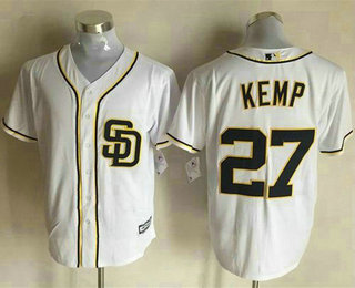 Men's San Diego Padres #27 Matt Kemp White New Cool Base Baseball Jersey