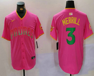 Men's San Diego Padres #3 Jackson Merrill Pink Fashion Baseball Jersey