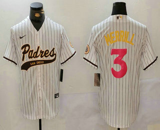 Men's San Diego Padres #3 Jackson Merrill White Cool Base Stitched Baseball Jersey