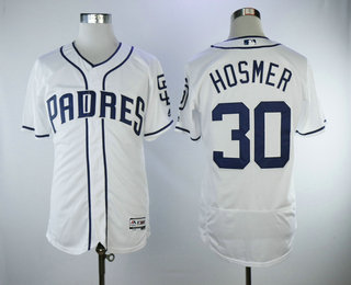 Men's San Diego Padres #30 Eric Hosmer White 2018 Home Stitched MLB Majestic Flex Base Jersey