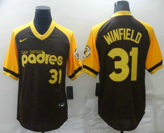 Men's San Diego Padres #31 Dave Winfield Brown Cooperstown Collection Stitched Throwback Jersey