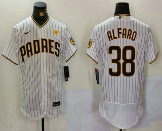 Men's San Diego Padres #38 Jorge Alfaro White With PS Patch Stitched Flex Base Jersey