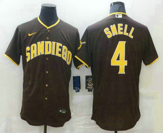 Men's San Diego Padres #4 Blake Snell Brown Stitched MLB Flex Base Nike Jersey