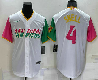 Men's San Diego Padres #4 Blake Snell White 2022 City Connect Cool Base Stitched Jersey