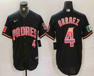 Men's San Diego Padres #4 Luis Arraez Black Mexico Cool Base Stitched Baseball Jersey