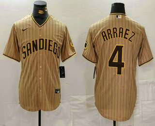 Men's San Diego Padres #4 Luis Arraez Tan Cool Base Stitched Jersey