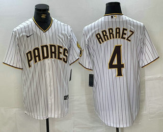 Men's San Diego Padres #4 Luis Arraez White Cool Base Stitched Jersey