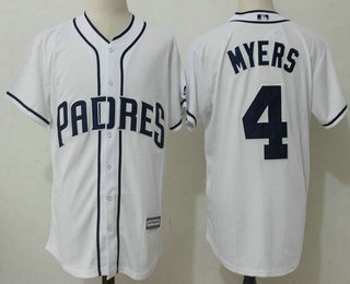 Men's San Diego Padres #4 Wil Myers White 2017 Home Stitched MLB Majestic Cool Base Jersey