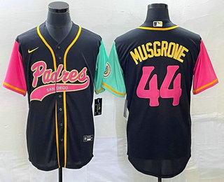 Men's San Diego Padres #44 Joe Musgrove Black NEW 2023 City Connect Cool Base Stitched Jersey 01