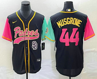 Men's San Diego Padres #44 Joe Musgrove Black NEW 2023 City Connect Cool Base Stitched Jersey 02