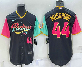 Men's San Diego Padres #44 Joe Musgrove Number Black 2022 City Connect Cool Base Stitched Jersey