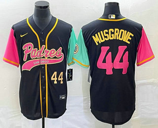 Men's San Diego Padres #44 Joe Musgrove Number Black NEW 2023 City Connect Cool Base Stitched Jersey 01