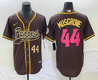 Men's San Diego Padres #44 Joe Musgrove Number Brown NEW 2023 City Connect Cool Base Stitched Jersey 01