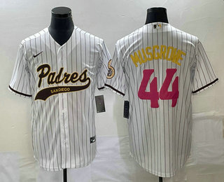 Men's San Diego Padres #44 Joe Musgrove White Pinstripe 2023 City Connect Cool Base Stitched Jersey 11