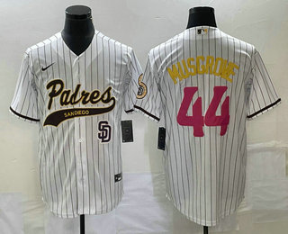 Men's San Diego Padres #44 Joe Musgrove White Pinstripe 2023 City Connect Cool Base Stitched Jersey 12