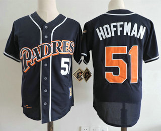Men's San Diego Padres #51 Trevor Hoffman Navy Blue 1998 Throwback Cooperstown Collection Stitched MLB Mitchell & Ness Jersey