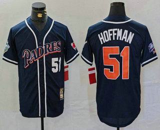 Men's San Diego Padres #51 Trevor Hoffman Navy Player Number Cooperstown Cool Base Jersey