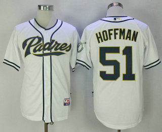 Men's San Diego Padres #51 Trevor Hoffman Retired Old White Stitched MLB Majestic Cool Base Jersey