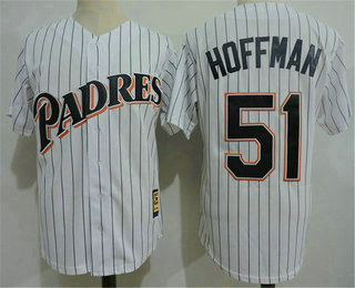 Men's San Diego Padres #51 Trevor Hoffman White Pinstripe Throwback Jersey